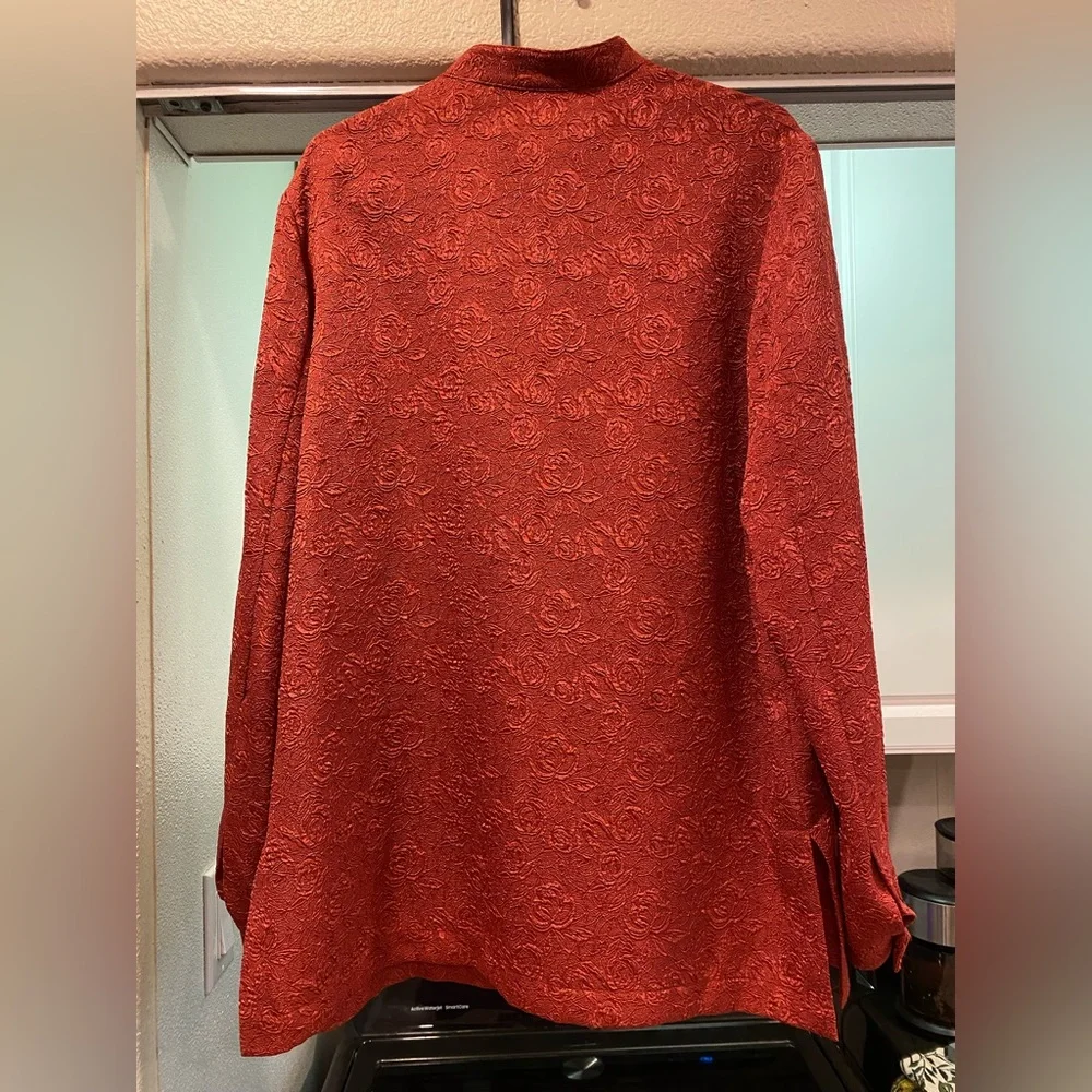3/$10 Draper’s & Damon’s Long Sleeve Shirt / Blouse Medium Orange / Red - Picture 2 of 8